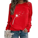 Damen Daily Print O-Ausschnitt Sweatshirt Rundhalsausschnitt Pullover Tops Lässige...