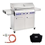 TAINO PLATINUM Gasgrill Set mit Abdeckhaube und Regler Grill-Set Edelstahl...