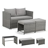 Juskys 2in1 Polyrattan Relax Gartenmöbel Set Jamaika - Tisch, Gartenlounge Sofa -...