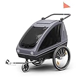 Klarfit GoKiddo Fahrradanhänger 2 Kinder - 2-in-1 Fahrradanhänger & Buggy mit...