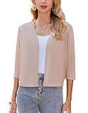 Zeagoo Damen Bolero 3/4 Ärmel Elegant Strickjacke Casual Bolerojacke Open Front Cardigan...