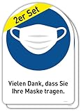 2 Aufkleber DIN A5 | 'Vielen Dank, dass Sie Ihre Maske tragen' | selbstklebende Schilder |...