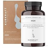 Kurkraft MSM (365 vegane Tabletten) - 2000 mg Methylsulfonylmethan (MSM) je Tagesdosis -...