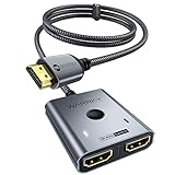 HDMI Switch 4K@60Hz, WARRKY HDMI Switcher 2 In 1 Out 【2K@144Hz, 1m Geflochtenes Kabel,...