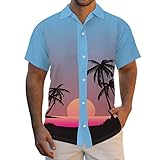 NNGOTD Herren Hawaiihemd Kurzarm Beiläufig Kurzärmliges Hippie-Hemden mit Brusttasche...