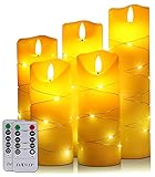 DANIP LED flammenlose Kerze, eingebettetes Lichterketten-Licht, 5-teiliges Set,...