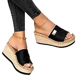 Damen Sandalen, Casual Damen Sommer Wedge Peep Toe High Heel Plattform Pantoletten...