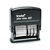 Trodat Printy 4817 Wortbandstempel mit Datum in Schwarz, 12 Office-Texte durch Drehen...