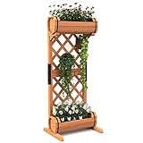 RELAX4LIFE Blumenkasten mit Rankgitter, 2 Stufiger Pflanzkasten mit Spalier, Rankkasten...