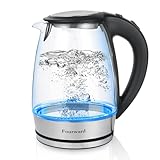 Fourward Glas Wasserkocher, 2300W, 1.8 Liter mit Led Blau Licht, 100% BPA Frei,...