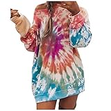 routinfly Mode Damen Casual Lose Sexy Tie-Dye Bedruckt Rundhals Langarm Kleid Maid Dress...