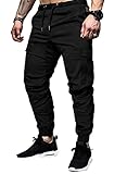 Elegancity Schwarze Cargohose Herren Chino Hose mit 6 Taschen Cargo Hose Stretch...