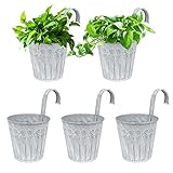 Boyigog 5 Pcs Blumentopf Hängend Metall, Iron Flower Pot Vase Hanging Balcony...