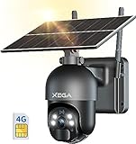 Xega 3G/4G LTE Überwachungskamera Aussen mit SIM Karte Kabellos Solar PTZ IP Kamera...