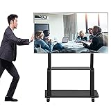 Robuster, schwarzer mobiler TV-Ständer, passend für 43 50 55 65 70 75 Zoll Fernseher,...