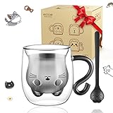 ecooe Doppelwandige Süße katze Latte Macchiato Gläs Borosilikatglas Kaffeetasse 1*290ml...