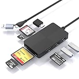 USB C USB3.0 Multi-Kartenleser Hub, 5 Speicherkarten mit extra 3 USB3.0, SD/TF/CF/XD/MS...