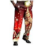 Caxndycing Weihnachtshose Herren Anzughose Chinohose mit Lustigen Weihnachtsmotiven 3D...