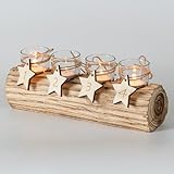 Adventskranz Holz Länglich Kerzenhalter Adventsgesteck：Romadedi mit 4 Glas...