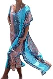 Merciy Boho Damen Strandponcho Sommer Kleid Überwurf Kaftan Strandkleid Bikini...