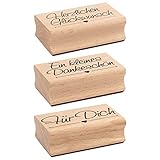 Ideen mit Herz Stempel-Set | 3 Holzstempel mit Sprüchen | je 6,5cm x 4cm x 2,2cm | ideal...