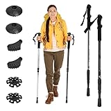 Nordic Walking Stöcke, 110-130cm Faltbar Wanderstöcke Höhenverstellbar Leicht Dämpfung...