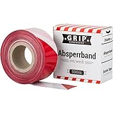 GRIP Eventbasics Absperrband rot-weiß gestreift | 500 m x 70 mm, nicht klebend...