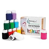 Krevo Art Stoffmalfarben Textilfarben WASCHFEST | Set aus 12 x 20ml Stofffarben in...