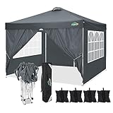 COBIZI Pavillon 3x3 Wasserdicht Stabil Winterfest 3x3m Pop Up Pavillon Faltbar mit 4...