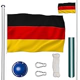 tectake Fahnenmast aus Aluminium, Teleskop Fahnenstange Set mit Flagge,...