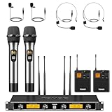 TONOR 4-Kanal UHF Mikrofon Kabellos Set mit Handmikrofon/Bodypack...