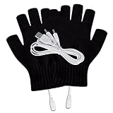 USB-Streifenmuster, Fingerlose Heizung, Strickwolle, Hände, warme Handschuhe,...