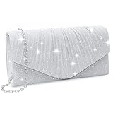 ZOCONE Damen Clutch Silber Glitzer Handtasche Silberne Clutch Envelope Abendtasche Damen...