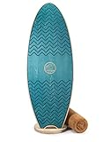 WaveSun - Balance Board aus 100% Holz inkl. Korkrolle und Ständer - rutschfestes für...