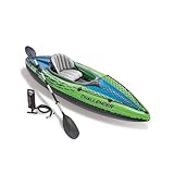 Intex Challenger K1 Kayak 1 Man Inflatable Canoe with Aluminum Oars and Hand Pump,...