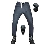 Motorradhose, Kevlar Winter Motorrad Schutzjeans, Anti-Drop, Winddicht, Dicke Fleece...