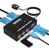 DGODRT 2 Port KVM Switch USB VGA mit KVM Kabeln, KVM Umschalter für VGA Monitor und USB...