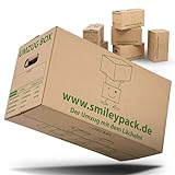 smiley pack 30 x stabile Umzugskartons - 620 x 300 x 330 mm - Extra groß und...