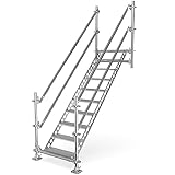 Scafom-rux Feuerverzinkte Bautreppe - [10 Stufen] Außentreppe mit Geländer - 2...