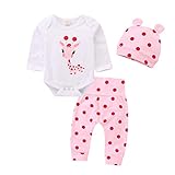 Juflam Neugeborene Baby Mädchen Kleidung Giraffe Strampler+Rosa Punkt Hose+ Hat...