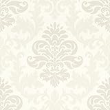 Rasch Tapete 278514 - Creme-weiße Tapete mit geschwungenen Ornamenten im Barock-Stil -...