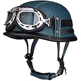 EBAYIN Retro-Motorrad-Lederhelm, Vintage-Halbschalenhelm, Scooter-Helm mit Brille,...