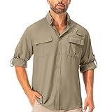 Asfixiado Hemd Herren Safari UPF50+ UV Schutz Wanderhemd Herren Langarm Funktionshemd...