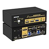 2 Port USB 3.0 KVM Switch Dual Monitor DisplayPort 1.4 4K @ 144Hz 5K @ 50/60Hz, 8K @ 30Hz...