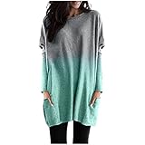 Yacyrtt Longtops Frau Weite Ärmel Strand Patchwork Tshirts Frühlingse Leicht Farbverlauf...