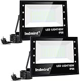 Indmird LED Strahler Außen 60W, 2 Stücke Superhell 6000LM LED Fluter 6500K Kaltweiß LED...