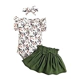 KONFEN Baby Kleidung Mädchen Sommer Outfit, T-Shirt Rüschen Kurzarm Top + Blumen Rock +...