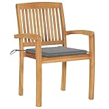 [Teak-Gartenstuhl-Set] – Stapelbare Outdoor-Sitzmöbel mit Kissen, Massivholzmöbel (4...