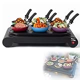 LUTEO Wok Set Raclette 6 Personen - Tischgrill Elektrisch mit Crepes Maker -...