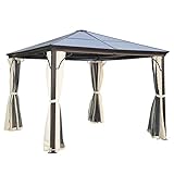 Luxus Pavillon Gartenpavillon Alu Partyzelt Gartenzelt mit lichtdurchlässigem PC Dach